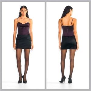 Aritzia Ten Dazzle Sweetheart Satin Bustier Top in Eggplant Deep Purple Size 00